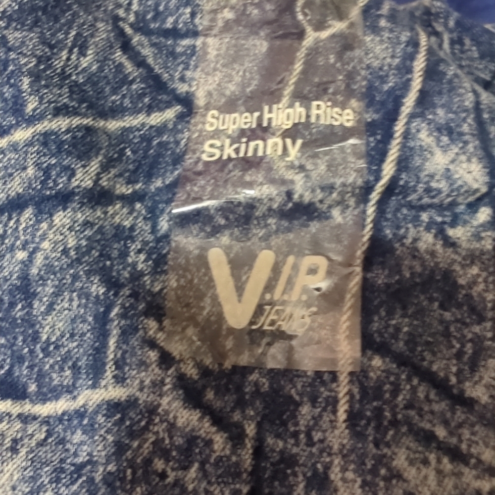 VIP NWT New York Acid Bleach Paint Splatter Jeans Denim Blue/White 5/6 Tied Legs - Picture 8 of 15